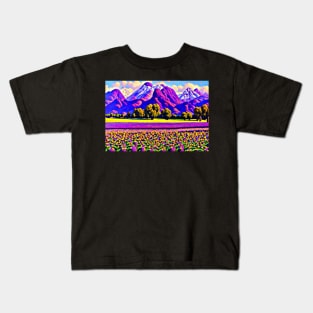 Purple Mountains Majesty - Purple Aesthetic Landscape Painting Kids T-Shirt